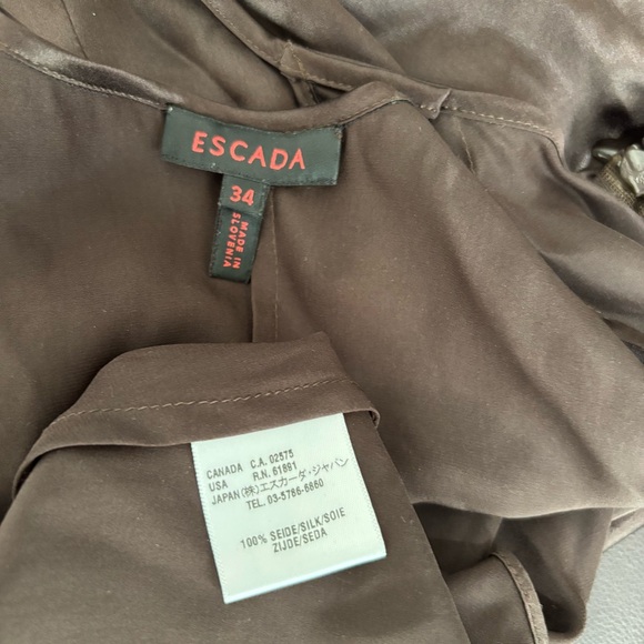 Vintage Escada Dark Brown Silk Midi Dress - Picture 4 of 9